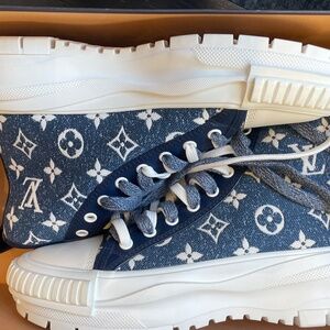 Monogram Louis Vuitton Denim Boot Sneakers